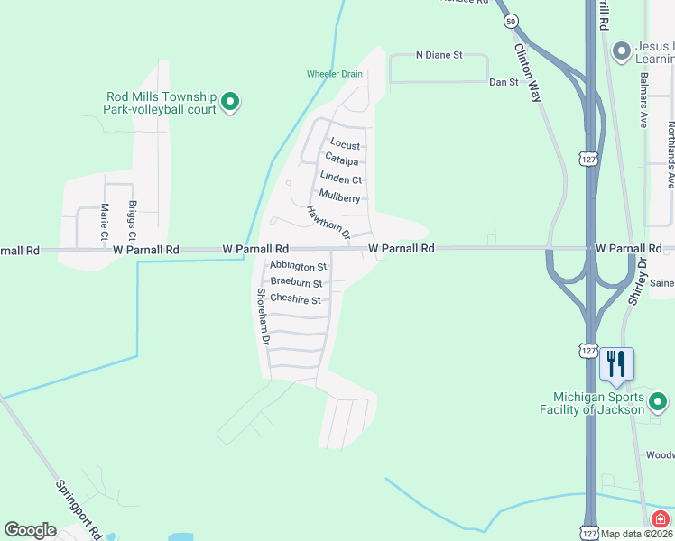 map of restaurants, bars, coffee shops, grocery stores, and more near 3977 Sherwood Lakes Boulevard in Jackson