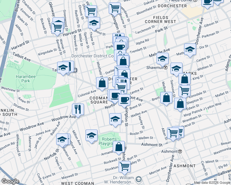 map of restaurants, bars, coffee shops, grocery stores, and more near 11 Hopestill Street in Boston