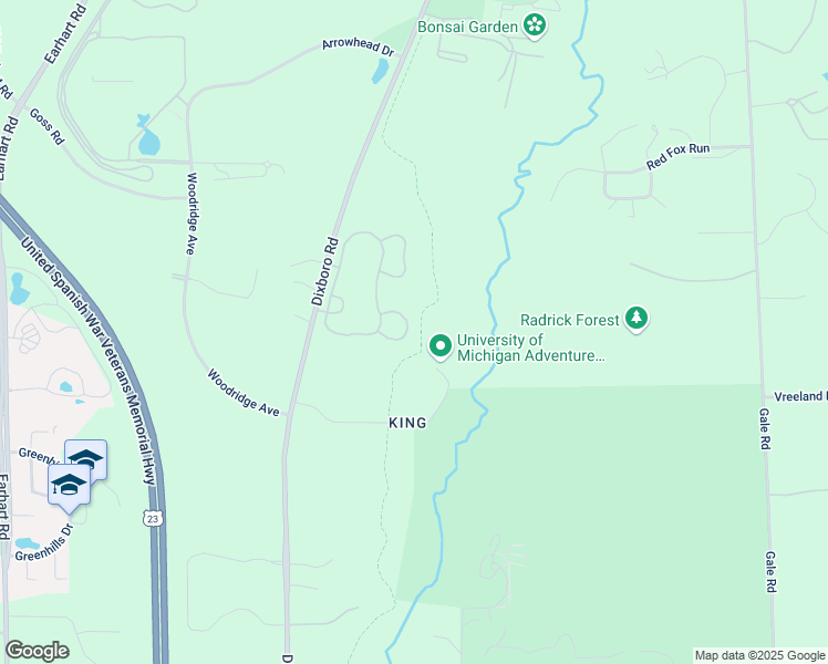 map of restaurants, bars, coffee shops, grocery stores, and more near 4707 Bayberry Circle in Ann Arbor