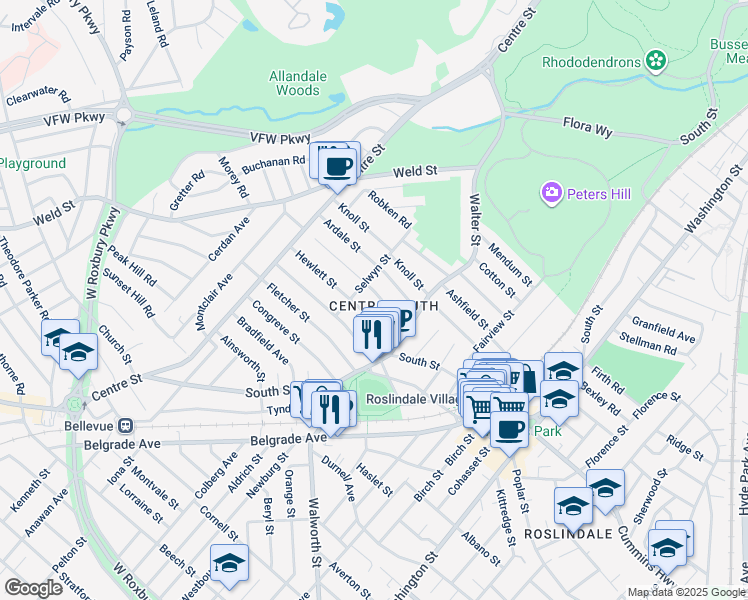 map of restaurants, bars, coffee shops, grocery stores, and more near in Boston