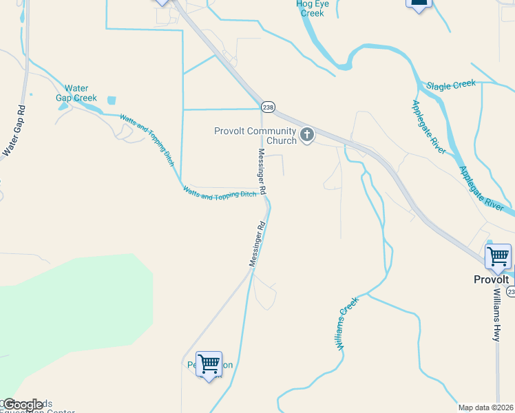 map of restaurants, bars, coffee shops, grocery stores, and more near 587 Messinger Road in Grants Pass