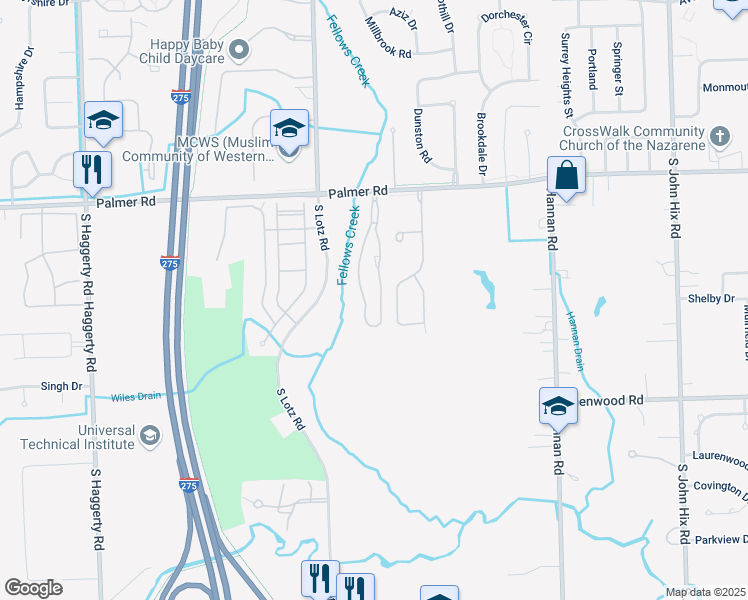 map of restaurants, bars, coffee shops, grocery stores, and more near 1995 Preserve Circle East in Canton