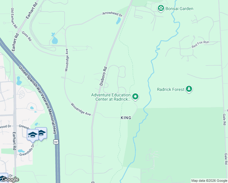 map of restaurants, bars, coffee shops, grocery stores, and more near 1273 Laurel View Drive in Ann Arbor