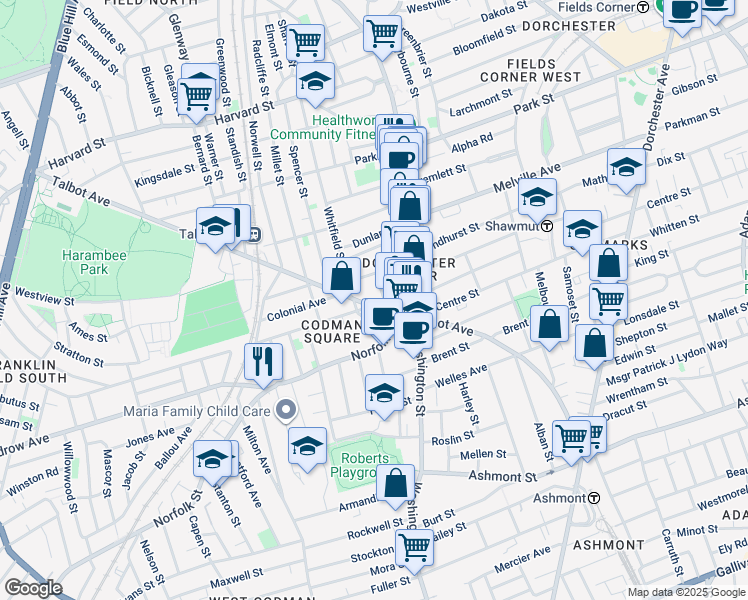 map of restaurants, bars, coffee shops, grocery stores, and more near 11 Hopestill Street in Boston