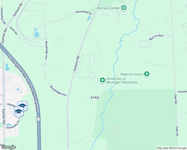 map of restaurants, bars, coffee shops, grocery stores, and more near 4707 Bayberry Circle in Ann Arbor