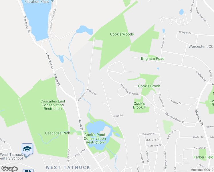 map of restaurants, bars, coffee shops, grocery stores, and more near 80 Tory Fort Lane in Worcester