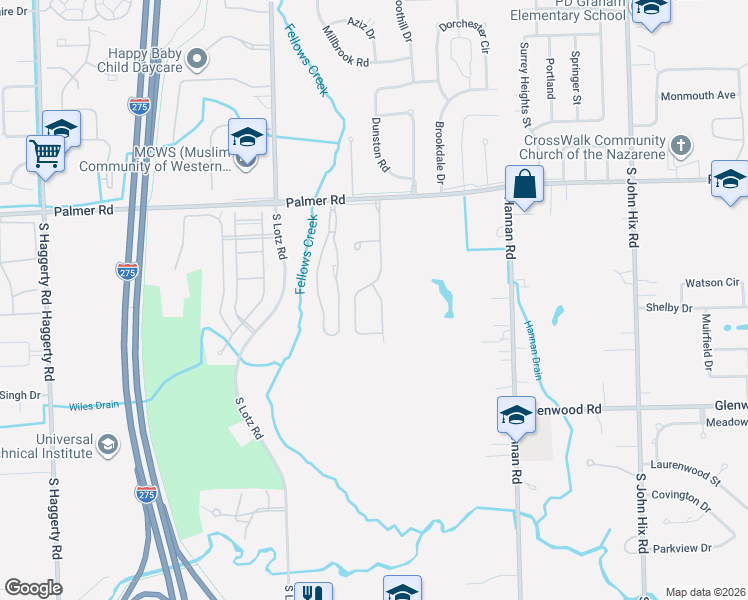 map of restaurants, bars, coffee shops, grocery stores, and more near 2166 Fairway Circle in Canton