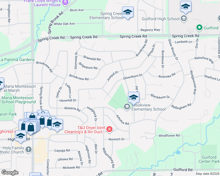 map of restaurants, bars, coffee shops, grocery stores, and more near 2212 Silverthorn Drive in Rockford