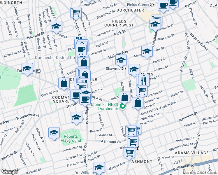 map of restaurants, bars, coffee shops, grocery stores, and more near 67 Centre Street in Boston