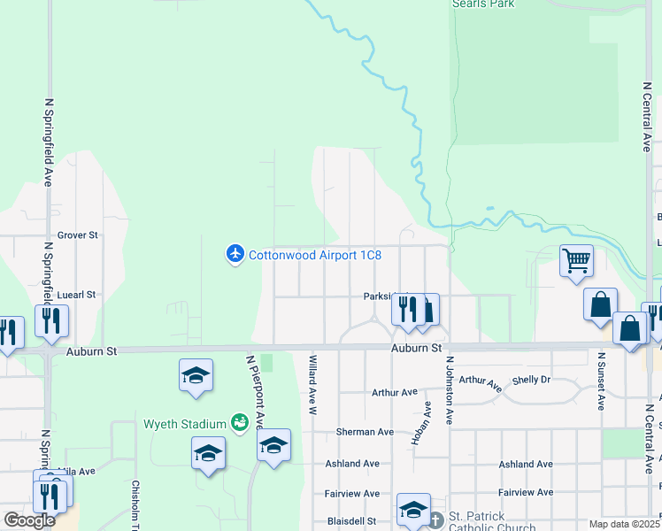 map of restaurants, bars, coffee shops, grocery stores, and more near 1349 Willard Avenue West in Rockford