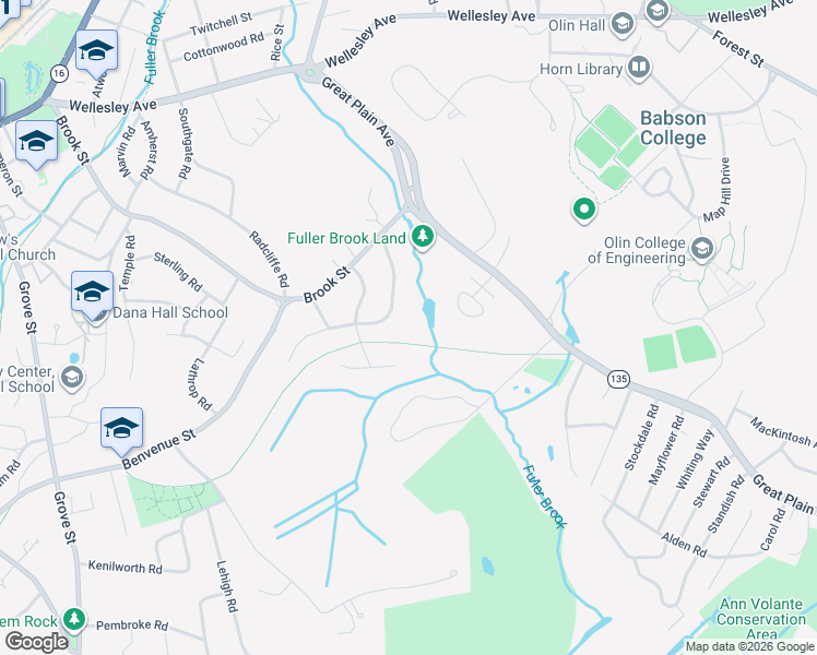 map of restaurants, bars, coffee shops, grocery stores, and more near 32 Fuller Brook Road in Wellesley