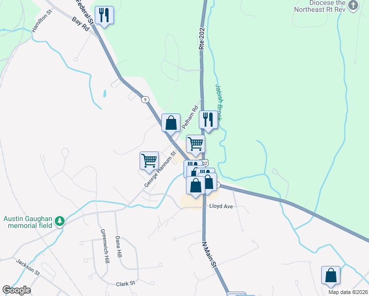 map of restaurants, bars, coffee shops, grocery stores, and more near 28 Massachusetts 9 in Belchertown