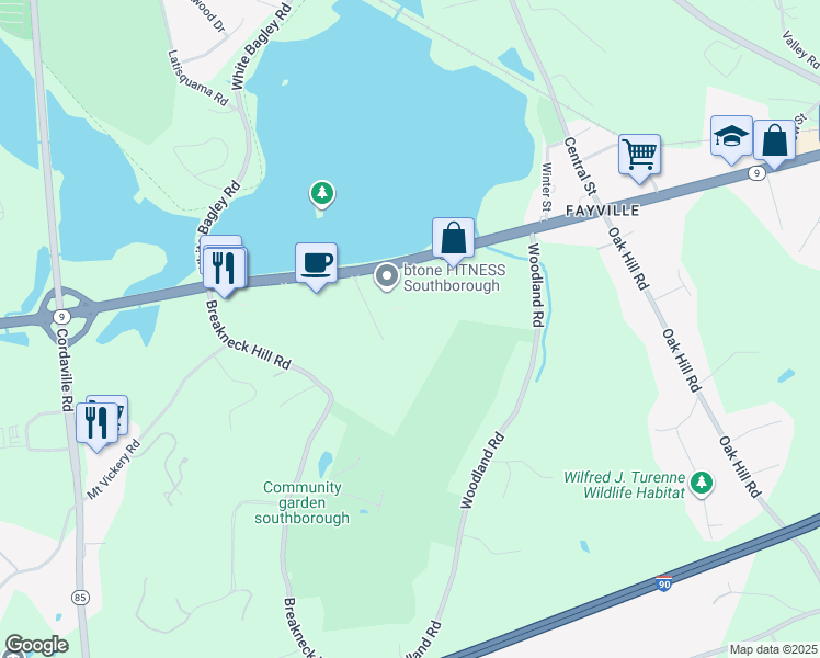 map of restaurants, bars, coffee shops, grocery stores, and more near 118 Turnpike Road in Southborough