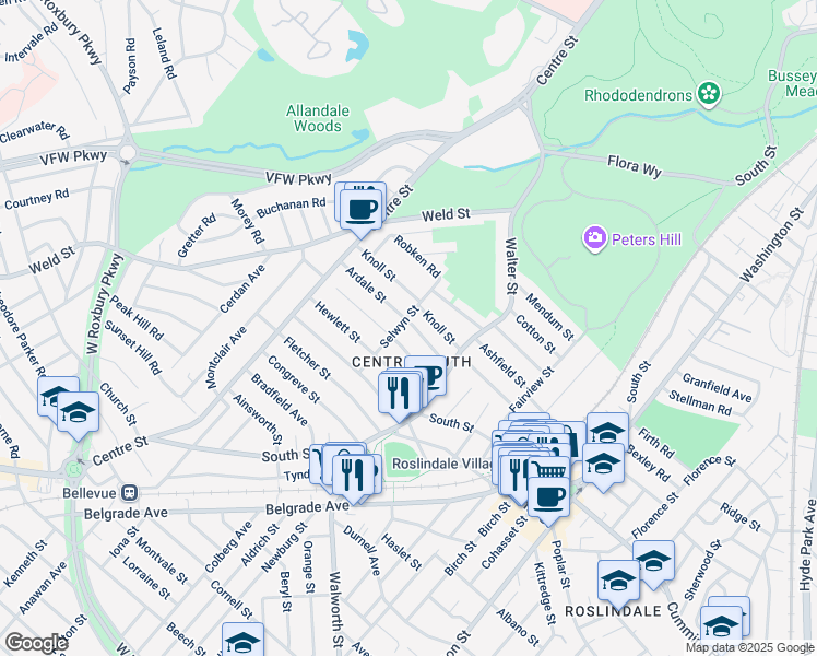 map of restaurants, bars, coffee shops, grocery stores, and more near in Boston
