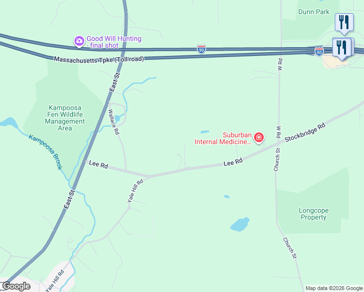 map of restaurants, bars, coffee shops, grocery stores, and more near 9 Lee Road in Stockbridge