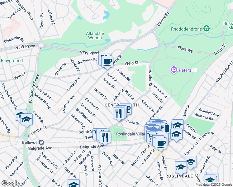 map of restaurants, bars, coffee shops, grocery stores, and more near in Boston