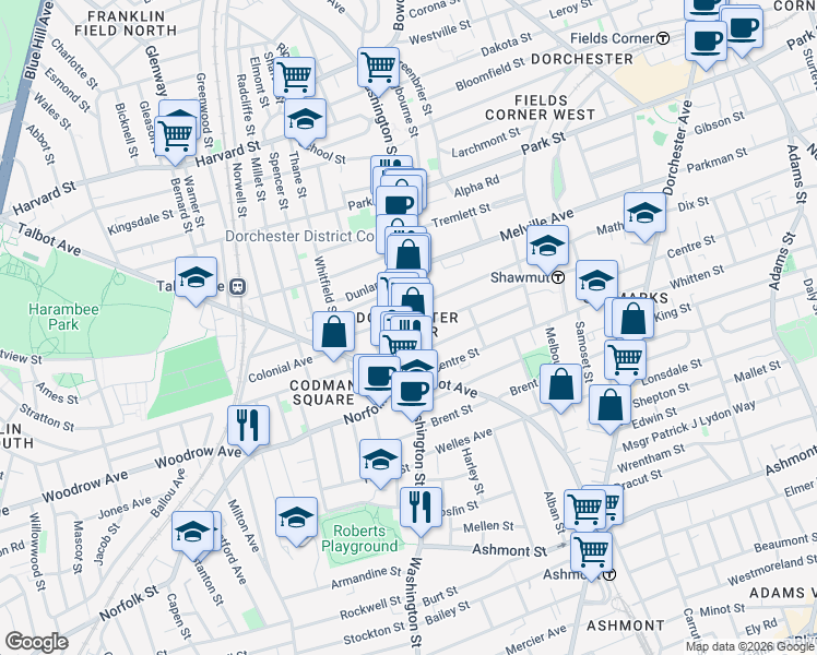 map of restaurants, bars, coffee shops, grocery stores, and more near 1 Kenwood Street in Boston