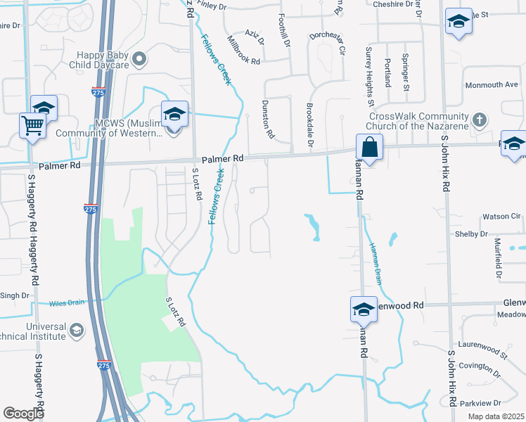 map of restaurants, bars, coffee shops, grocery stores, and more near 1934 Pebble Creek Drive in Canton