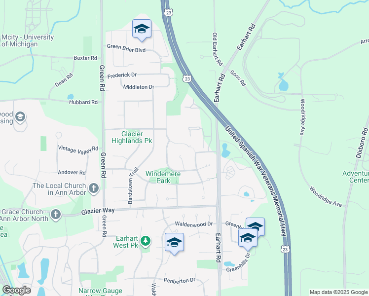 map of restaurants, bars, coffee shops, grocery stores, and more near 1320 Folkstone Court in Ann Arbor