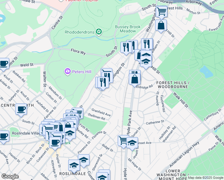 map of restaurants, bars, coffee shops, grocery stores, and more near in Boston