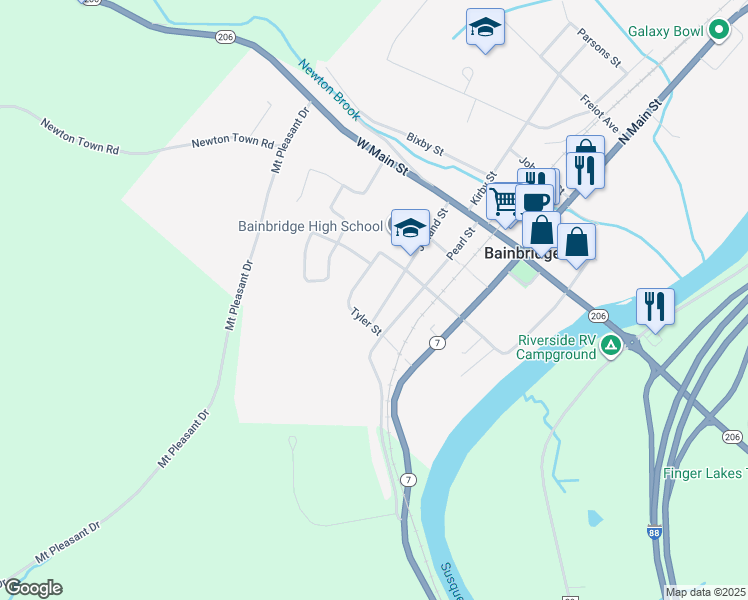 map of restaurants, bars, coffee shops, grocery stores, and more near 7 Prospect St in Bainbridge