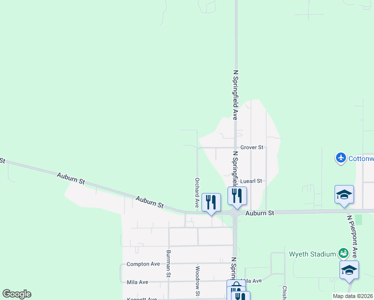 map of restaurants, bars, coffee shops, grocery stores, and more near 1336 Orchard Avenue in Rockford