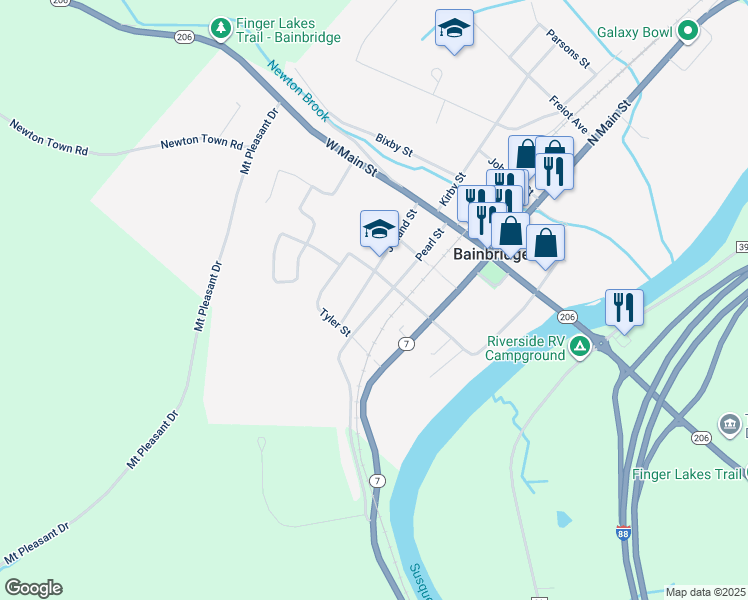 map of restaurants, bars, coffee shops, grocery stores, and more near 31 Juliand St in Bainbridge