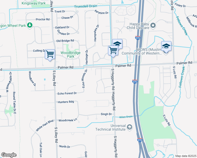 map of restaurants, bars, coffee shops, grocery stores, and more near 1914 Hawks Nest Court in Canton
