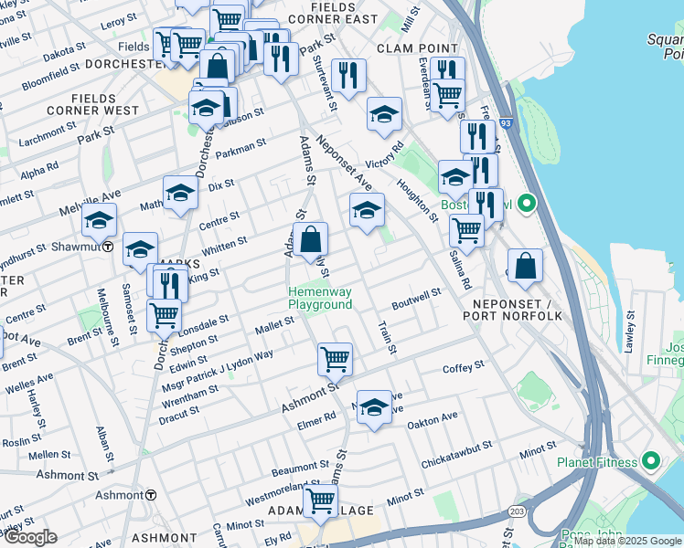 map of restaurants, bars, coffee shops, grocery stores, and more near 17-19 Spaulding Street in Boston