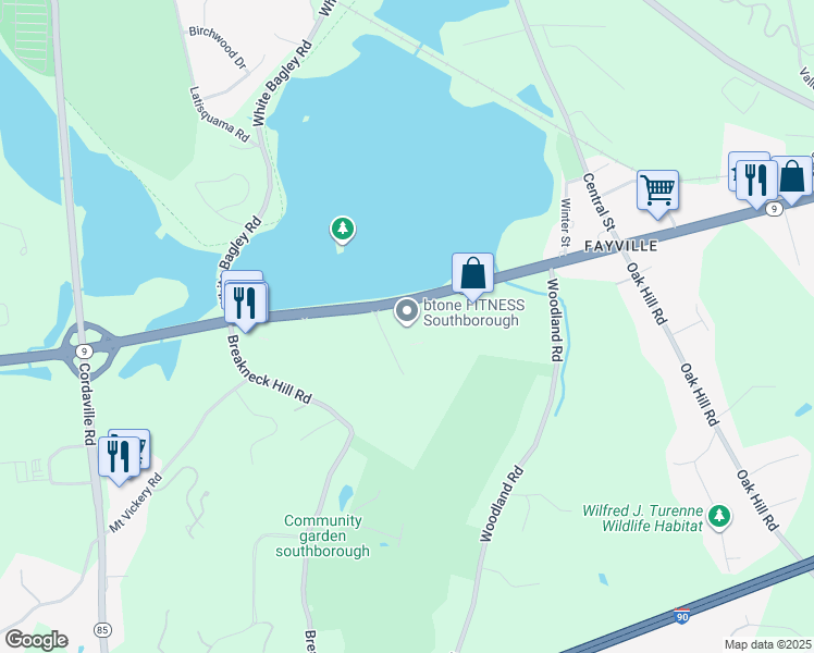 map of restaurants, bars, coffee shops, grocery stores, and more near 118 Turnpike Road in Southborough