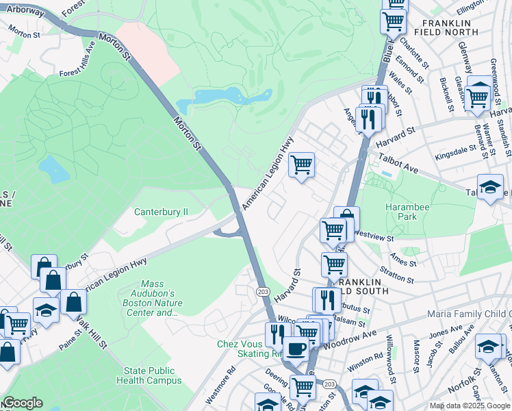 map of restaurants, bars, coffee shops, grocery stores, and more near 6 Osprey Way in Boston