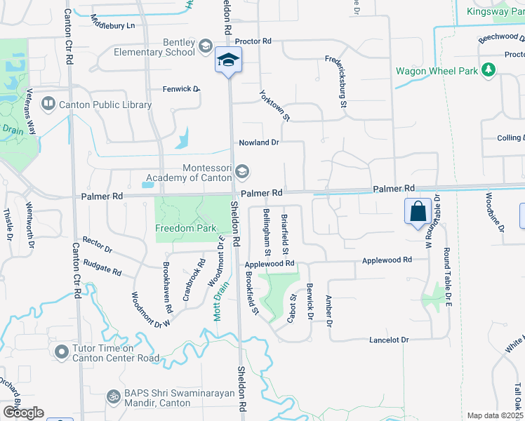 map of restaurants, bars, coffee shops, grocery stores, and more near 1920 Bellingham Street in Wayne County
