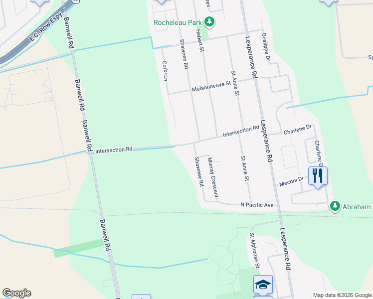 map of restaurants, bars, coffee shops, grocery stores, and more near 11945 Intersection Road in Tecumseh