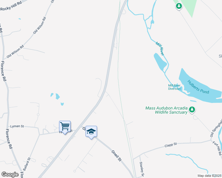 map of restaurants, bars, coffee shops, grocery stores, and more near 504 Easthampton Road in Northampton