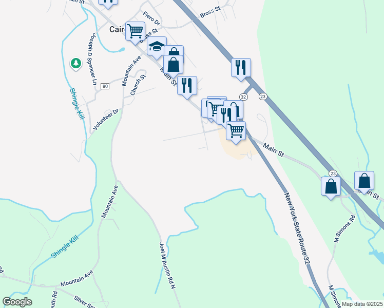 map of restaurants, bars, coffee shops, grocery stores, and more near 27 Oak Street in Cairo