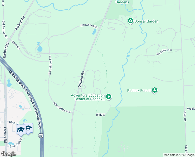 map of restaurants, bars, coffee shops, grocery stores, and more near 4641 Mulberry Woods Circle in Ann Arbor