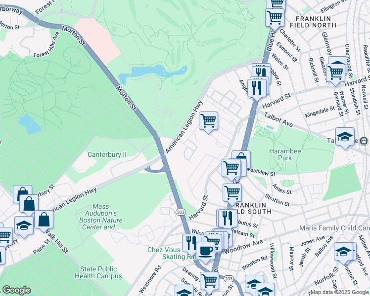 map of restaurants, bars, coffee shops, grocery stores, and more near 6 Osprey Way in Boston