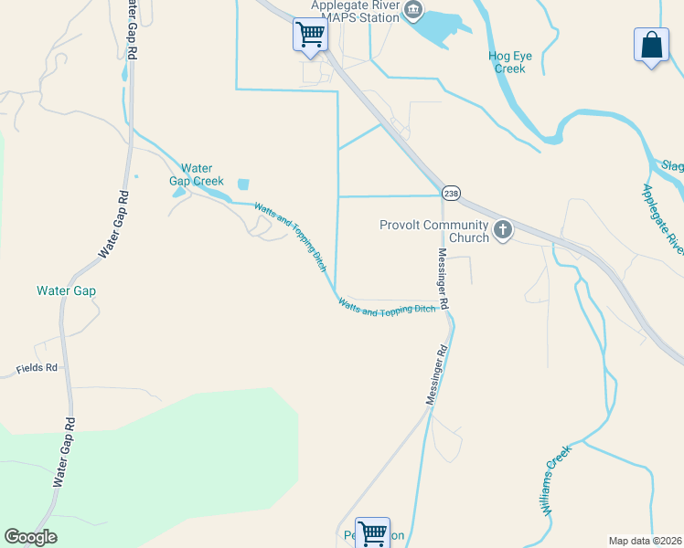 map of restaurants, bars, coffee shops, grocery stores, and more near 370 Messinger Road in Grants Pass
