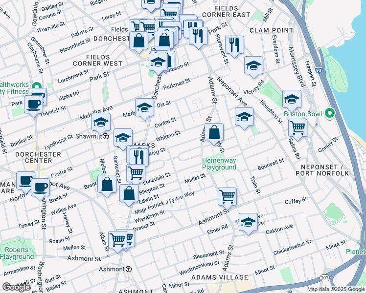 map of restaurants, bars, coffee shops, grocery stores, and more near 31 King Street in Boston