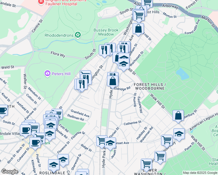 map of restaurants, bars, coffee shops, grocery stores, and more near in Boston