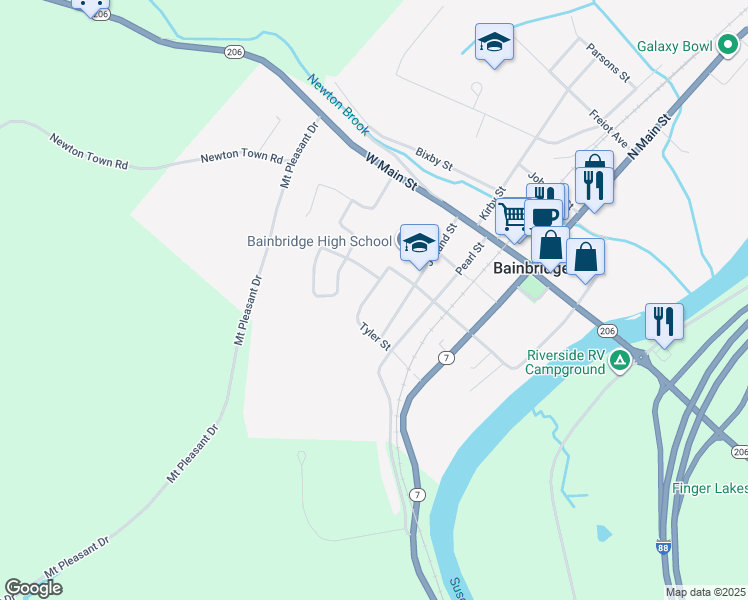 map of restaurants, bars, coffee shops, grocery stores, and more near 7 Prospect St in Bainbridge