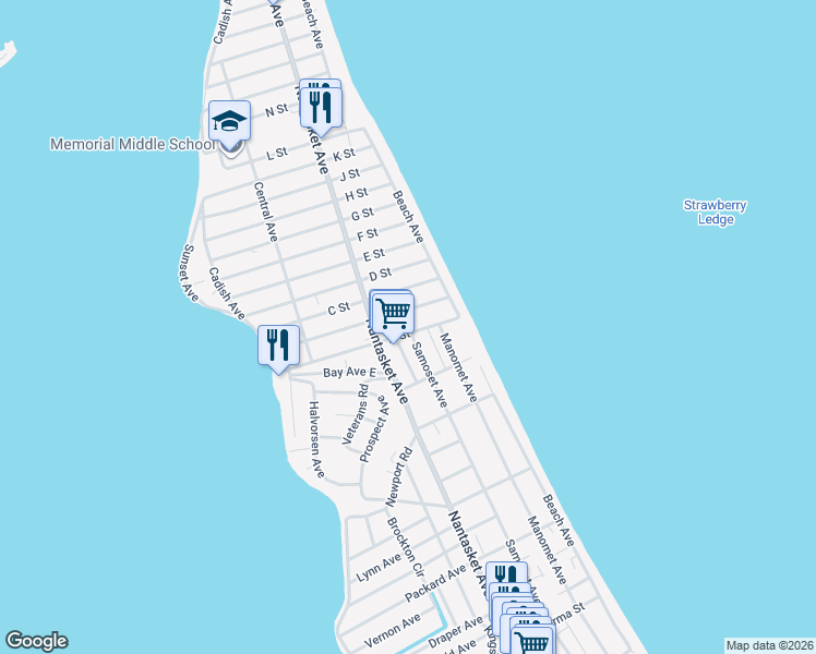 map of restaurants, bars, coffee shops, grocery stores, and more near 57 A Street in Hull