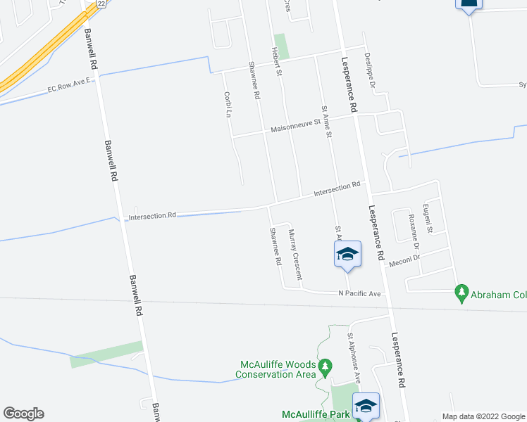 map of restaurants, bars, coffee shops, grocery stores, and more near 11945 Intersection Road in Tecumseh