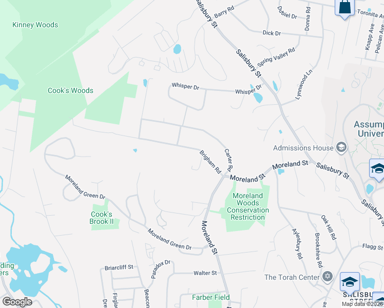 map of restaurants, bars, coffee shops, grocery stores, and more near 39 Brigham Road in Worcester