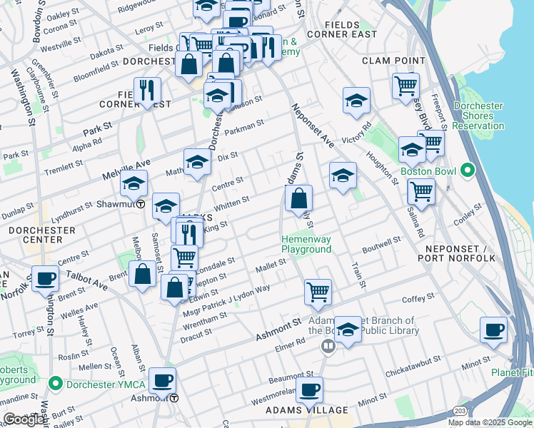 map of restaurants, bars, coffee shops, grocery stores, and more near 88 Saint Marks Road in Boston