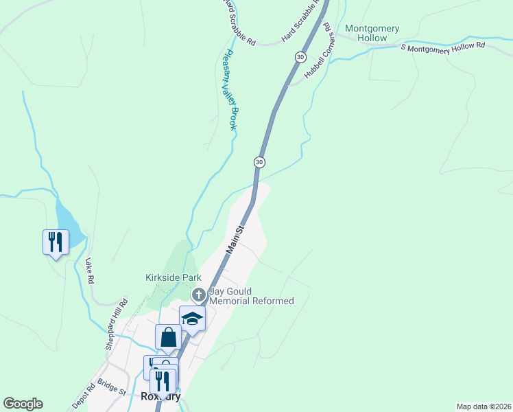 map of restaurants, bars, coffee shops, grocery stores, and more near 54192 New York 30 in Roxbury