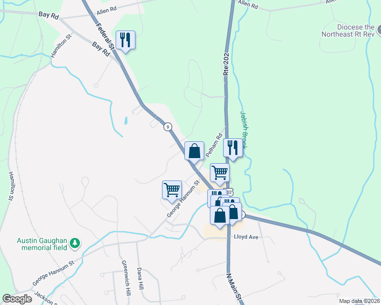 map of restaurants, bars, coffee shops, grocery stores, and more near 72 Federal Street in Belchertown