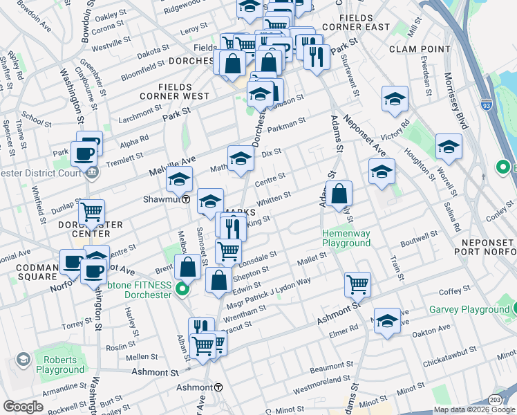 map of restaurants, bars, coffee shops, grocery stores, and more near 18 King Street in Boston