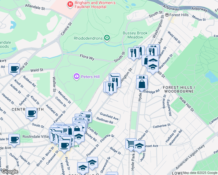 map of restaurants, bars, coffee shops, grocery stores, and more near 8 Lesher Street in Boston