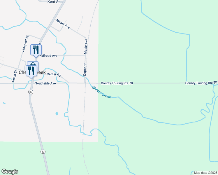 map of restaurants, bars, coffee shops, grocery stores, and more near 409 Cherry Creek-Leon Road in Cherry Creek